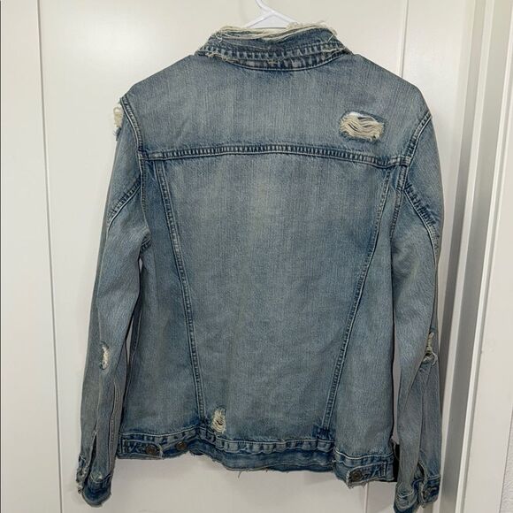 Garage Coupe Oversized Boyfriend Fit Women's Denim Jacket Distressed Size M - Picture 10 of 10